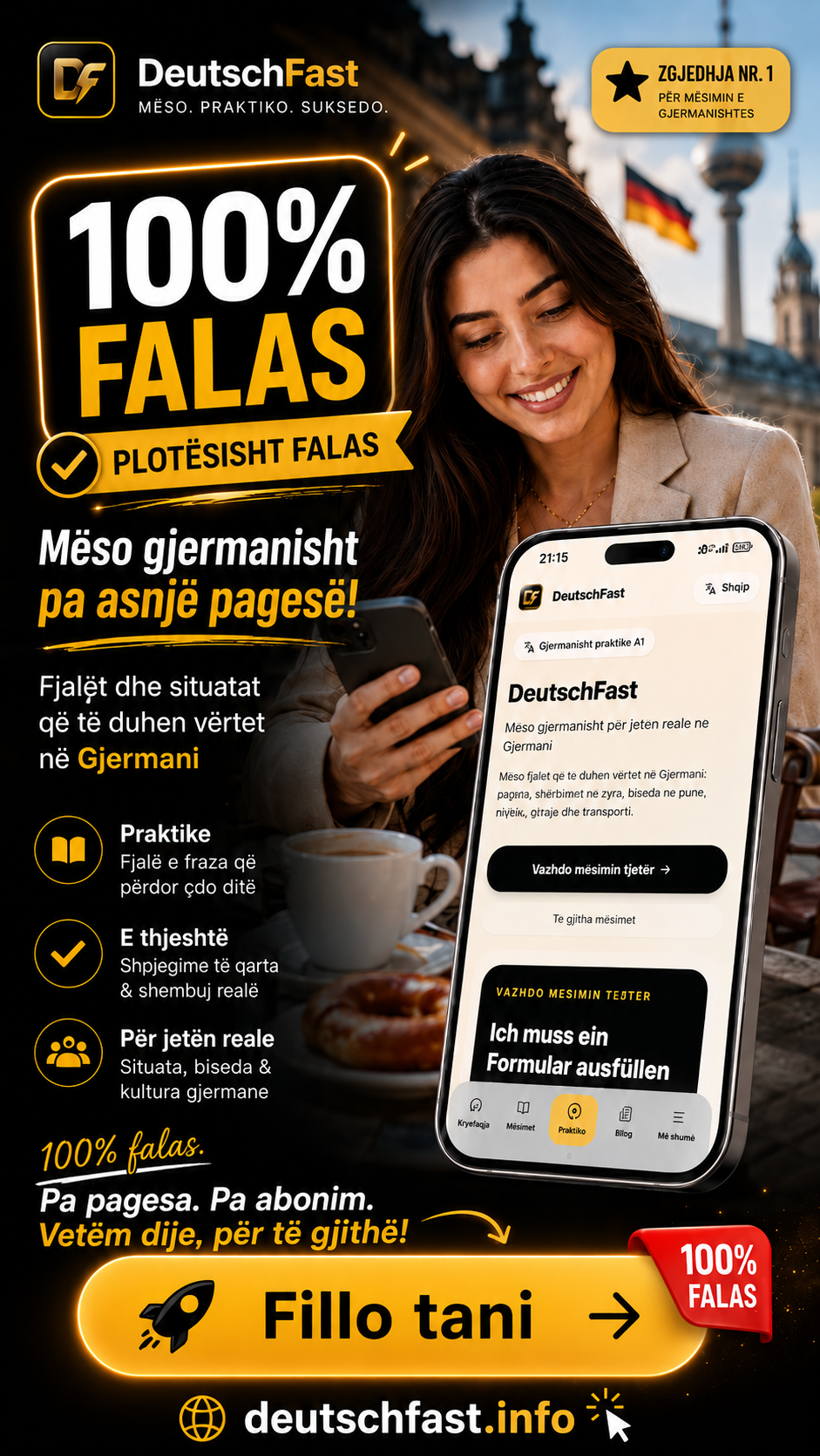 Mëso gjermanisht falas me DeutschFast – Mësime, kuize dhe fjali të dobishme